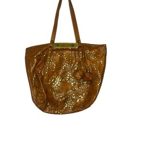 Patricia Nash Tan and Gold Embossed Tote